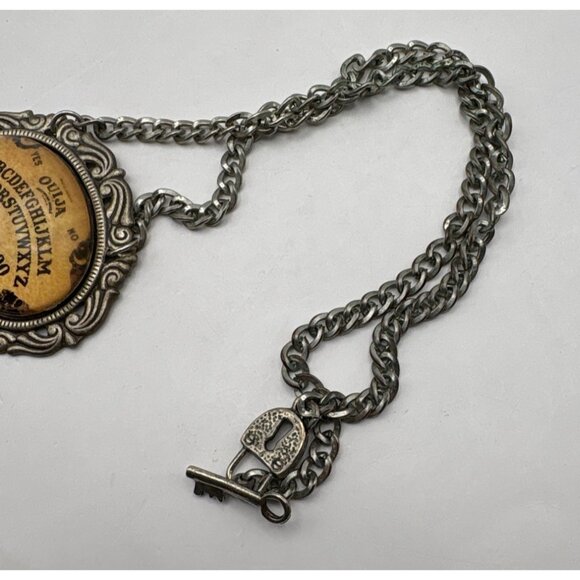 Ouija Board Pendant Necklace Silver Tone Choker Ornate Mystical Occult - Picture 5 of 6